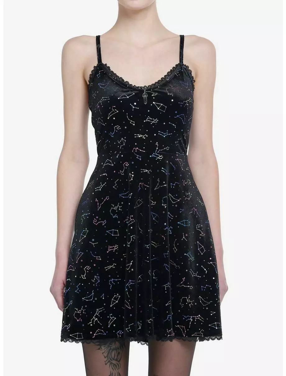 COSMICAURA Cosmic Aura Rainbow Constellations Velvet Skater Dress 3 COSMICAURA Cosmic Aura Rainbow Constellations Velvet Skater Dress