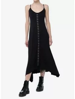 COSMICAURA Black Hook-And-Eye Shark Bite Maxi Dress