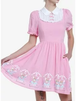 SWEETSOCIETY Pink Clown Bear Carousel Bib Sweetheart Dress