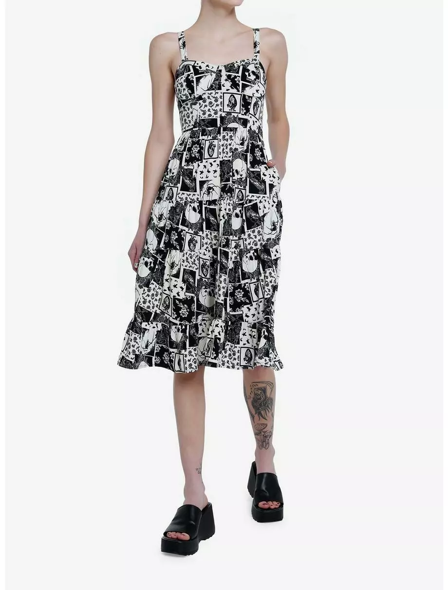 THORN&FABLE Thorn & Fable Skull Raven Patchwork Midi Dress 4 THORN&FABLE Thorn & Fable Skull Raven Patchwork Midi Dress - Image 2