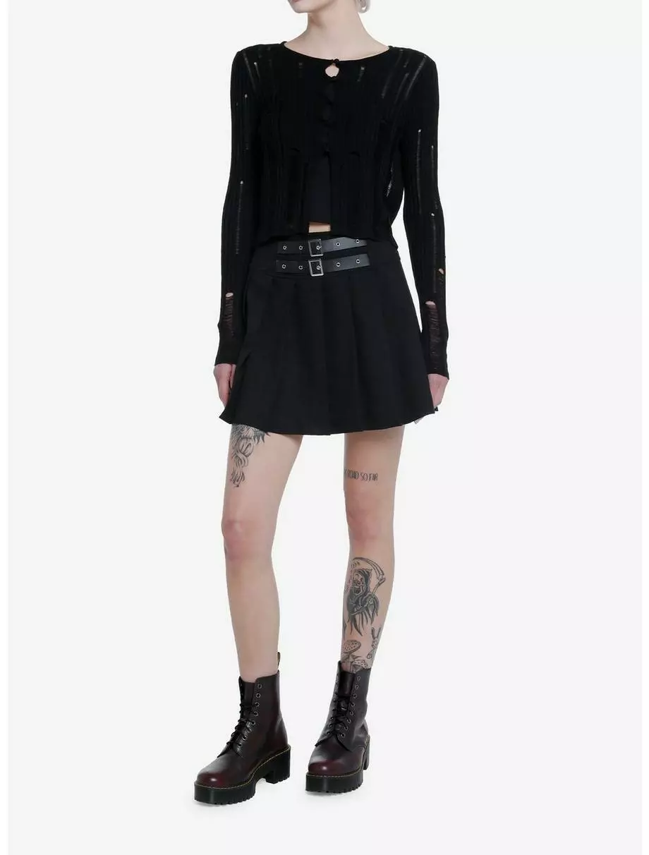 THORN&FABLE Thorn & Fable Black Distressed Girls Cardigan 4 THORN&FABLE Thorn & Fable Black Distressed Girls Cardigan - Image 2