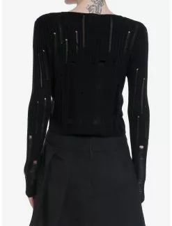 THORN&FABLE Thorn & Fable Black Distressed Girls Cardigan 7 THORN&FABLE Thorn & Fable Black Distressed Girls Cardigan -Hoodies And Sweaters Shop 20182027 av2