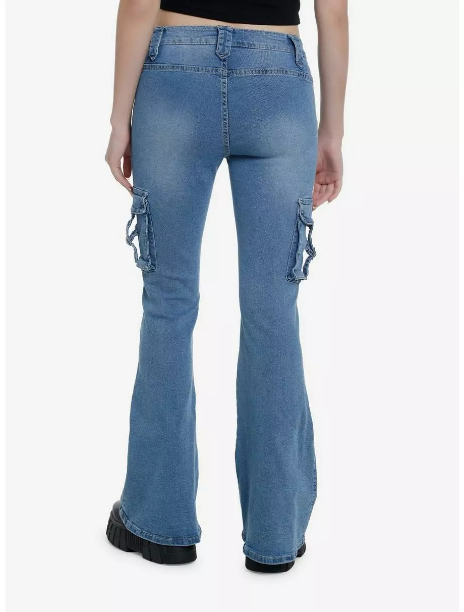 SOCIALCOLLISION Indigo Multi-Pocket Denim Flare Jeans 4 SOCIALCOLLISION Indigo Multi-Pocket Denim Flare Jeans - Image 2