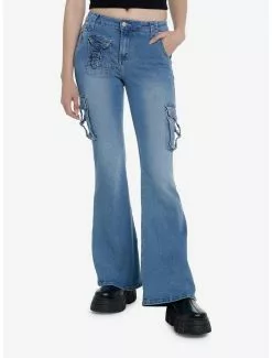 SOCIALCOLLISION Indigo Multi-Pocket Denim Flare Jeans