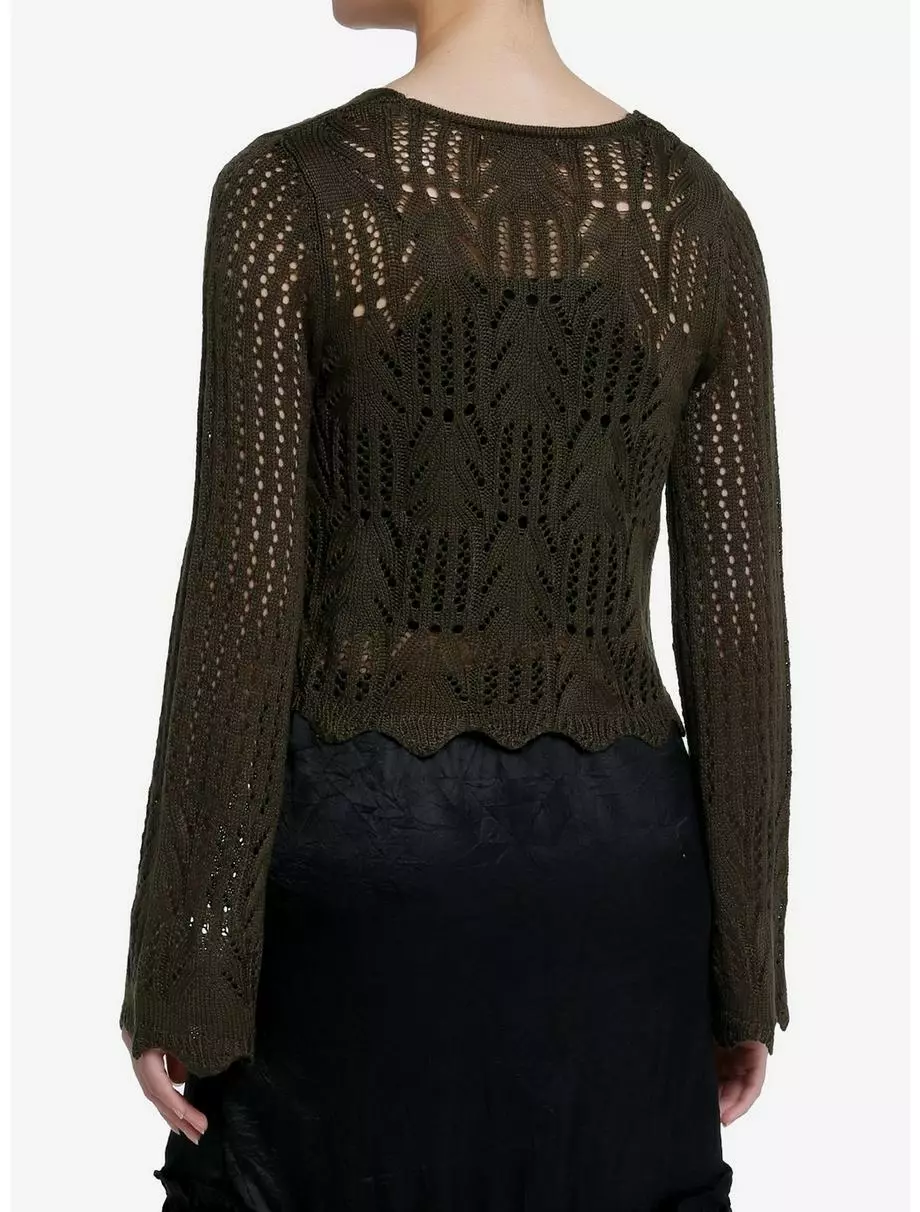 THORN&FABLE Thorn & Fable Olive Knit Girls Cardigan 5 THORN&FABLE Thorn & Fable Olive Knit Girls Cardigan - Image 3