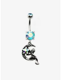 14G Steel Fairy Moon Navel Barbell