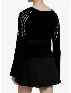 SOCIALCOLLISION Social Collision Black Crochet Sweater -Hoodies And Sweaters Shop 20230273 av2