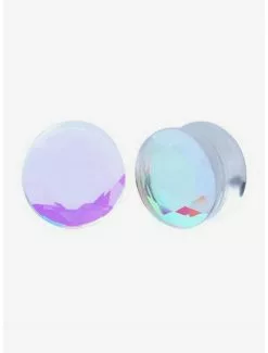 Glass Iridescent Faceted Plug 2 Pack