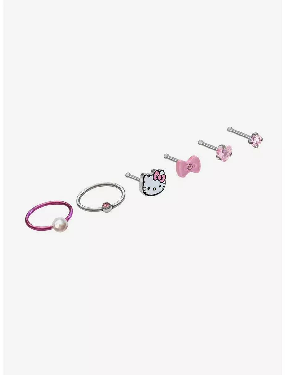 Steel Hello Kitty Nice Hoop & Stud 6 Pack 4 Steel Hello Kitty Nice Hoop & Stud 6 Pack - Image 2