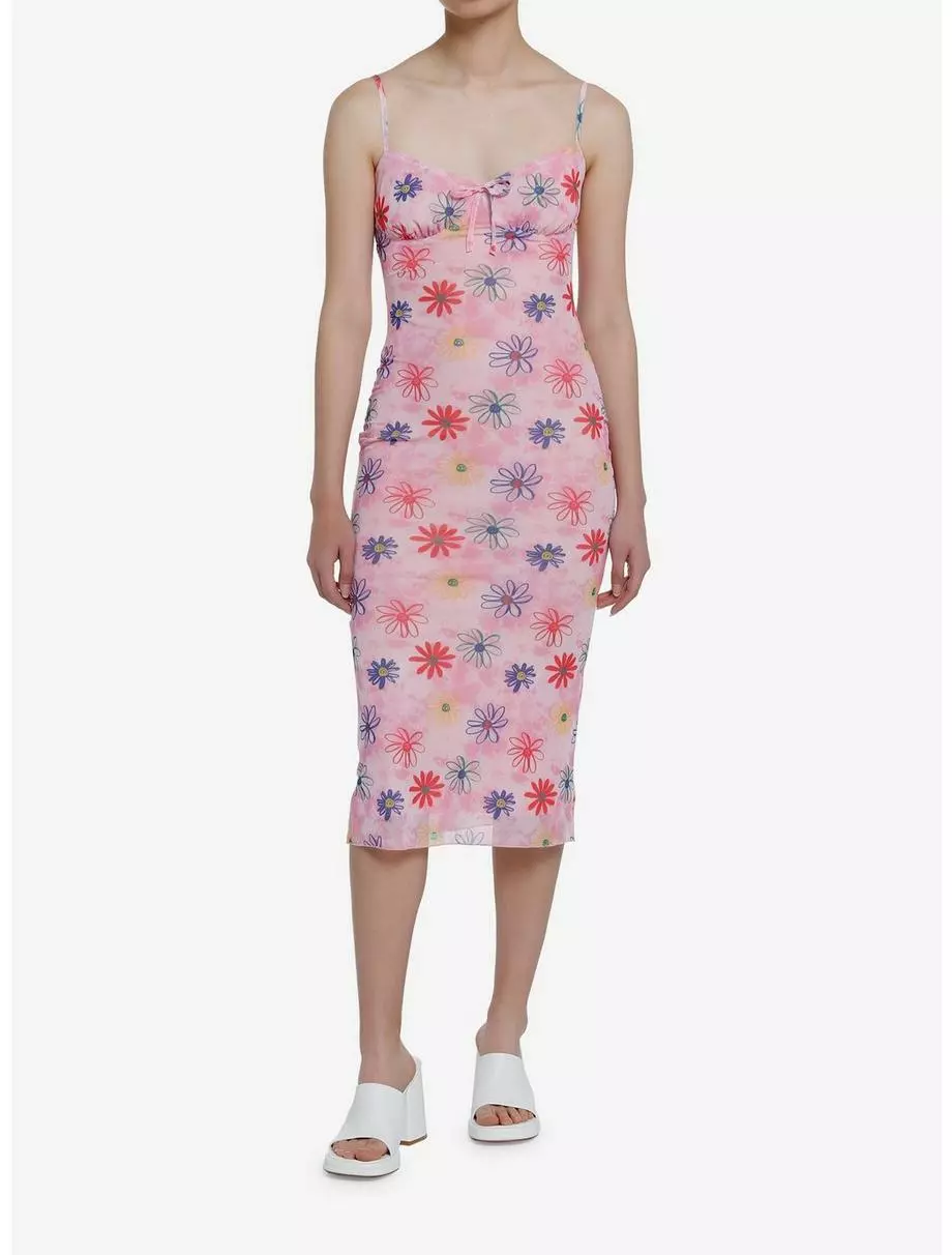 Pink Floral Midi Dress 4 Pink Floral Midi Dress - Image 2