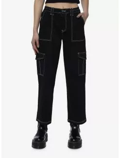 SOCIALCOLLISION Black & White Stitch Carpenter Pants