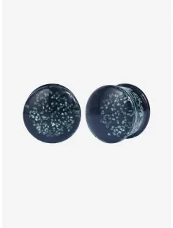 Glass Blue Splatter Glow-In-The-Dark Plug 2 Pack