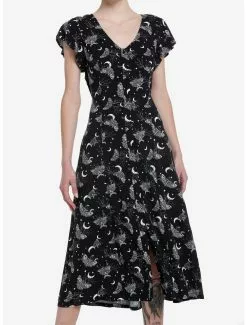 COSMICAURA Cosmic Aura Witchy Moth Midi Dress