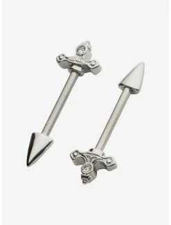 14G Steel Dagger Nipple Barbell 2 Pack