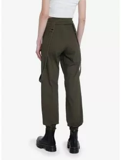 Olive Zipper Suspender Jogger Pants -Hoodies And Sweaters Shop 20716037 av1