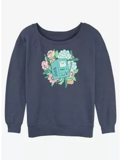 Adventure Time BMO Dancing On Flowers Girls Slouchy Sweatshirt
